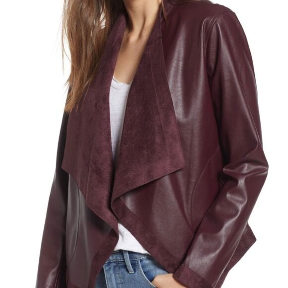 BB DAKOTA Teagan Reversible Faux Suede/Leather Waterfall Front Jacket, Sz S - Picture 3 of 11